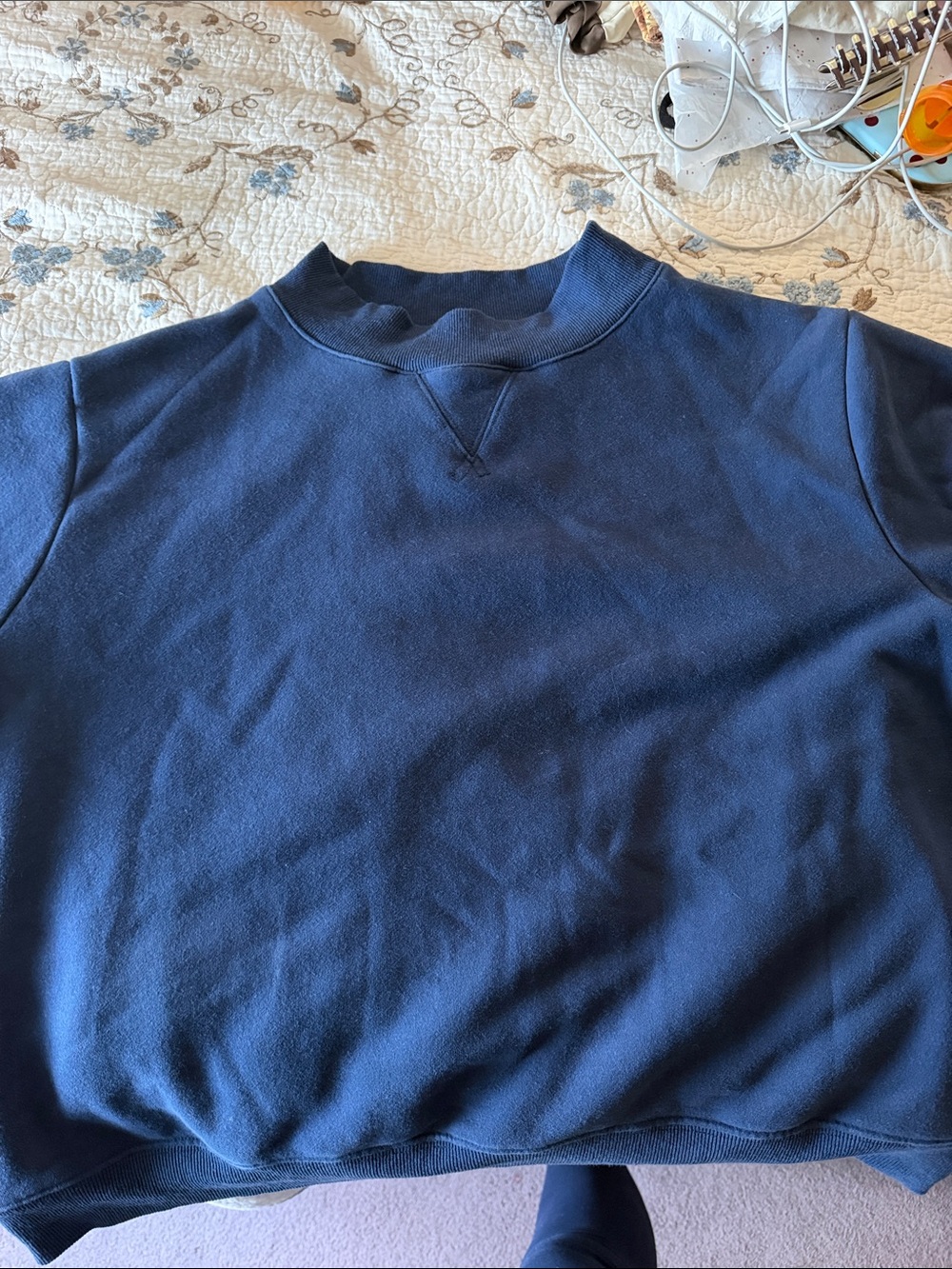 PARKE Navy fleece mock neck